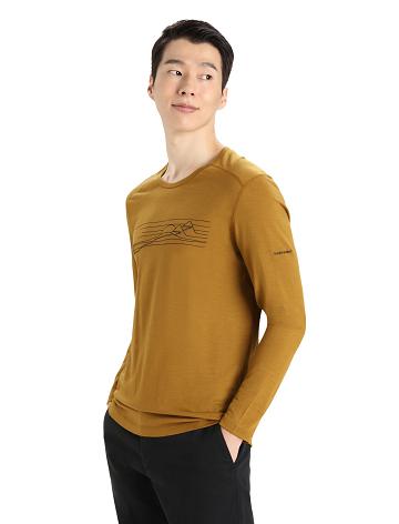 Clove Men's Icebreaker Merino 200 Oasis Long Sleeve Crewe Ski Stripes Base Layers | USA 1368MQZA